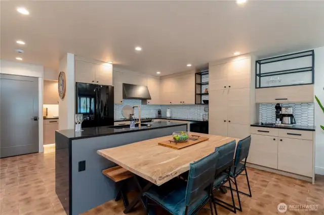 Staged unit B2 shown, similar to F2. Furniture and decor not included.
