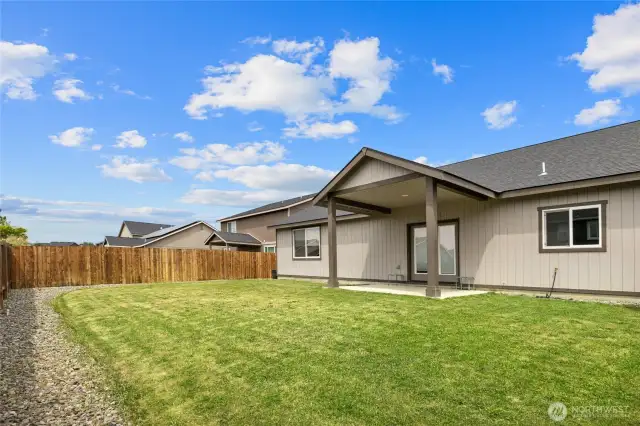Pet friendly fenced back yard.