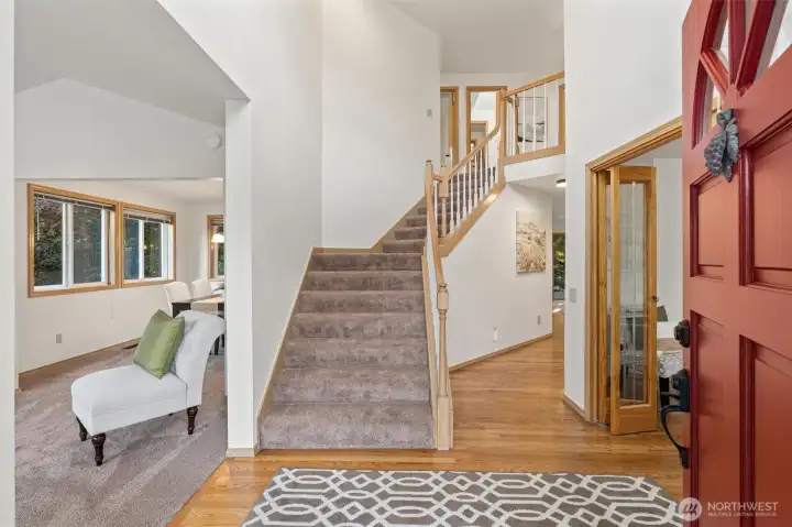 The spacious entry invites you into the main floor.