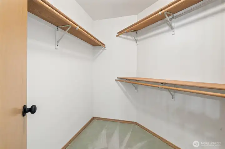 Primary suite walk-in closet.
