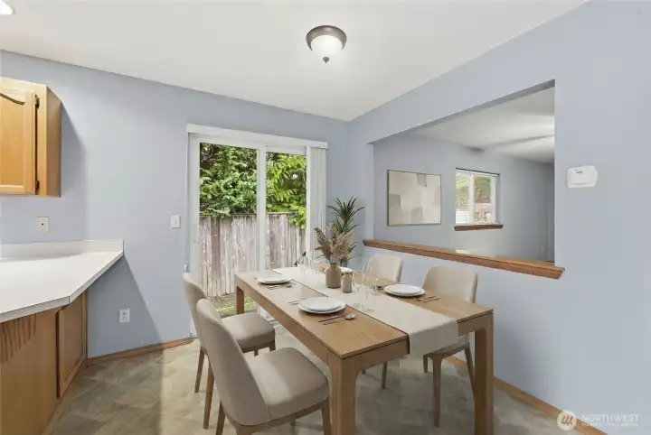 Virtually staged. Dining space conveniently located off the kitchen.