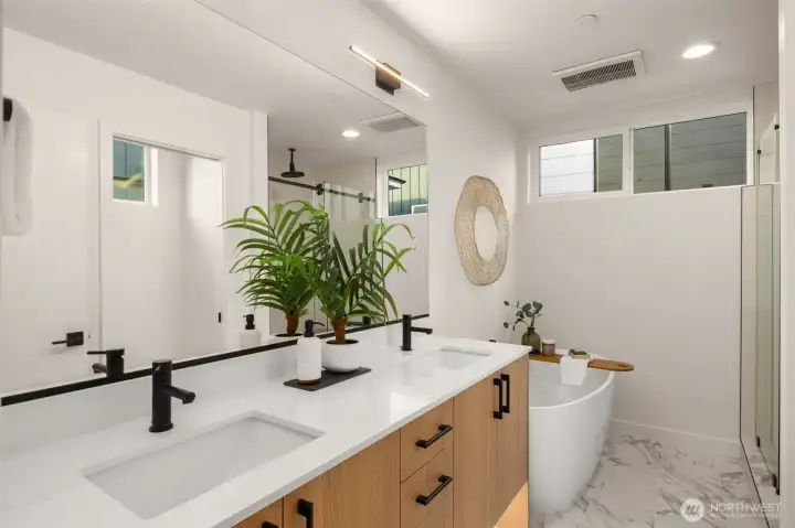 Connected- your spa retreat. A full 5 piece bath awaits complete with a standalone tub