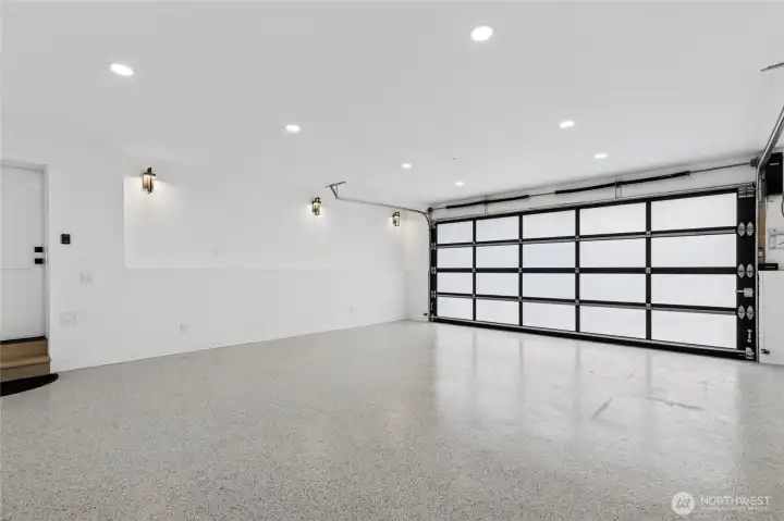 Deep & Large Garage with Epoxy Floors, EV Charger & Outlets for Additional Applicances or Workshop