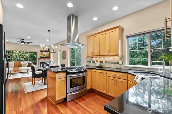 Kitchen open to dining and living areas, supporting connected everyday living.