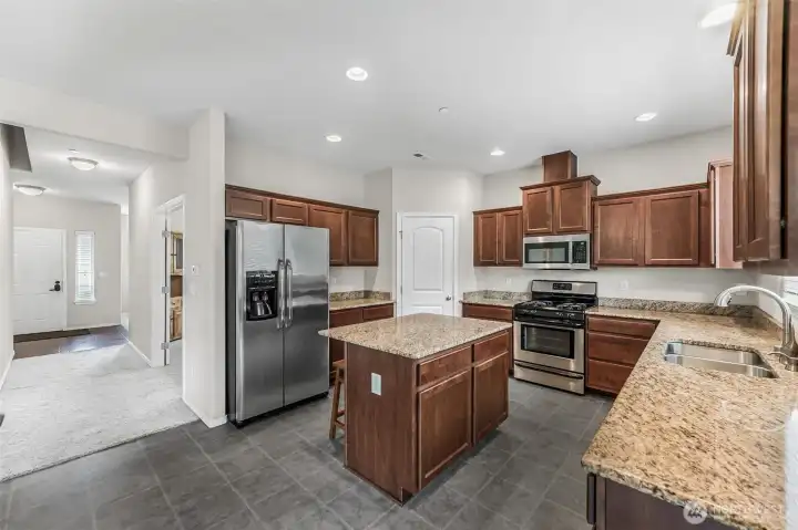 Gourmet kitchen with large island and breakfast bar