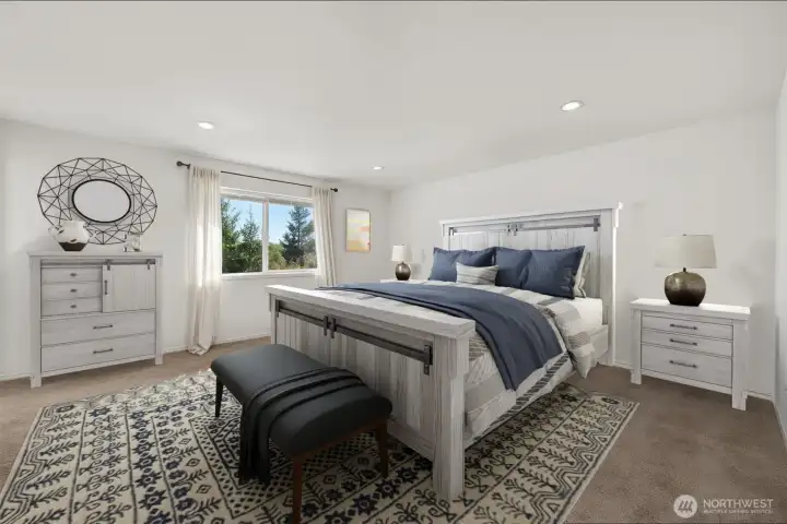 Primary bedroom virtually staged