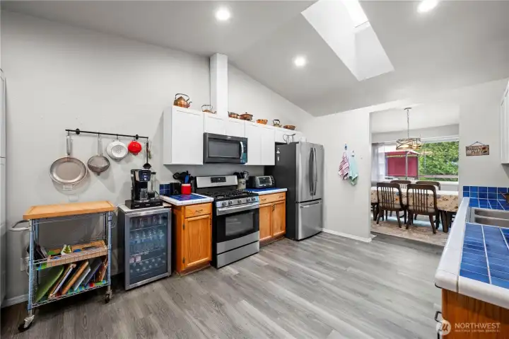 Expansive kitchen area.