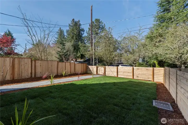 Fully fenced front yard Fully fenced front yard