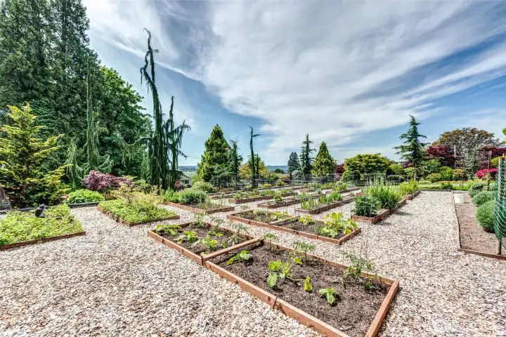 Cultivate your own farm-to-table lifestyle with an impressive raised-bed garden area off the back of the primary residence.