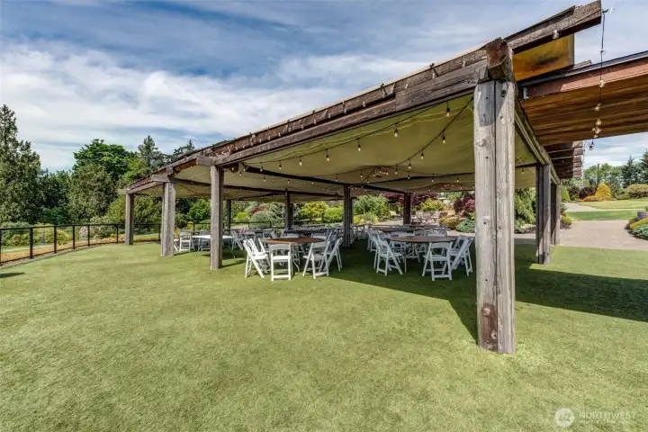 The reception terrace pergola comfortably accommodates up to 200 guests, creating a stunning open-air venue for weddings, celebrations, corporate events, and unforgettable gatherings.