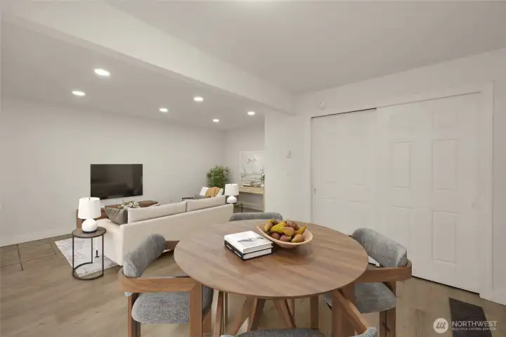 Living area and dining space (virtually staged) Living area and dining space (virtually staged)