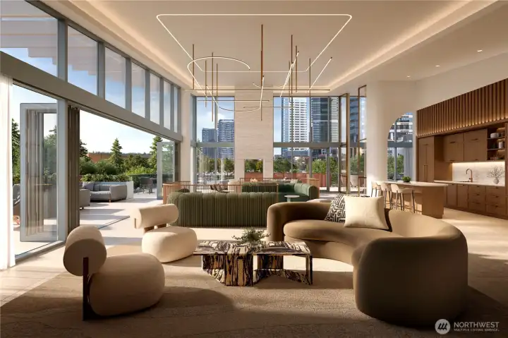 Resident lounge with indoor-outdoor entertaining space.