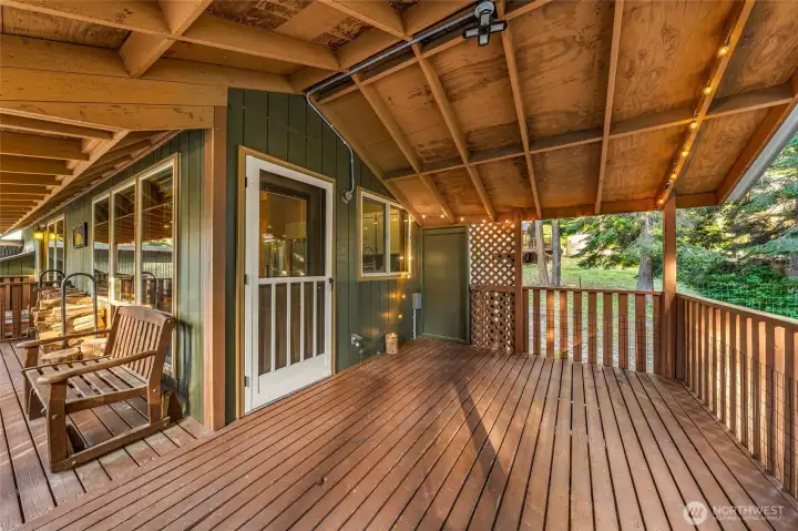 Covered deck off kitchen perfect for outdoor dining Covered deck off kitchen perfect for outdoor dining