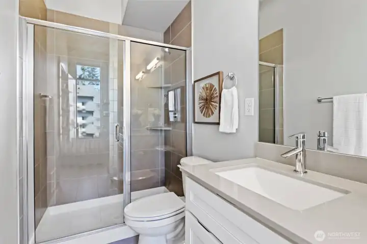 Modern primary bathroom with clean lines, contemporary finishes, and ample storage. Modern primary bathroom with clean lines, contemporary finishes, and ample storage.
