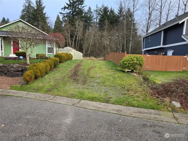 Park here and walk into the property