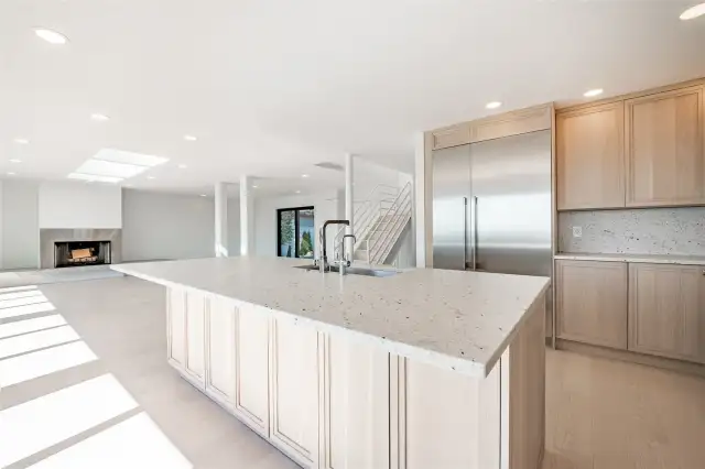 3cm solid slab granite in Rocky White Matte finish