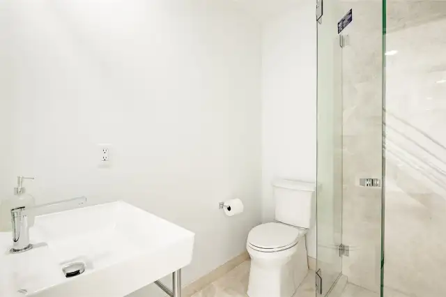 Main floor bath-All new with marble flooring
