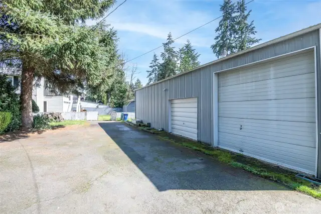 Detached garage and gate to rear yard