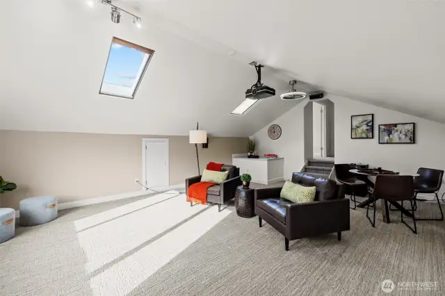 Upper-level bonus room with endless possibilities; media/theatre room, home gym, or creative workspace.
