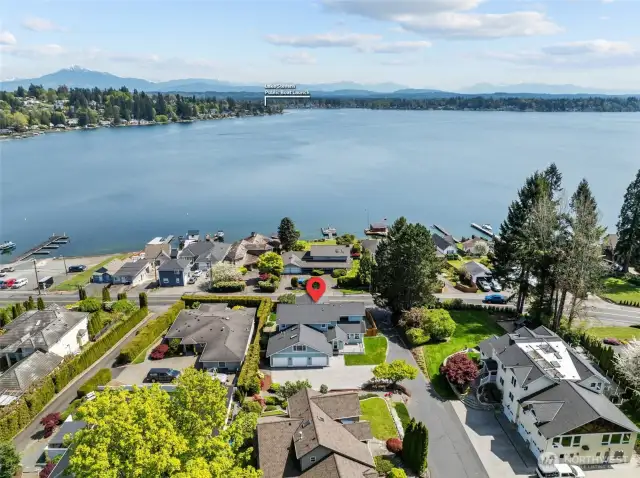 Bird's eye view. Two public boat launches, Davies Beach and the North Cove.