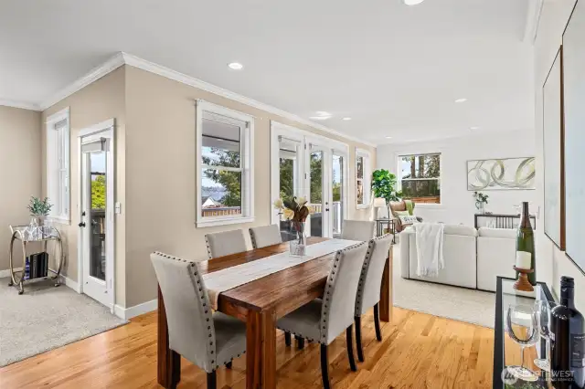 The dining room is a wonderful connector from the kitchen to the living room and sitting room.