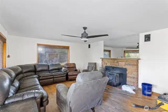 Living Room - Original wood floors in good condition, but would be beautiful re-finished.