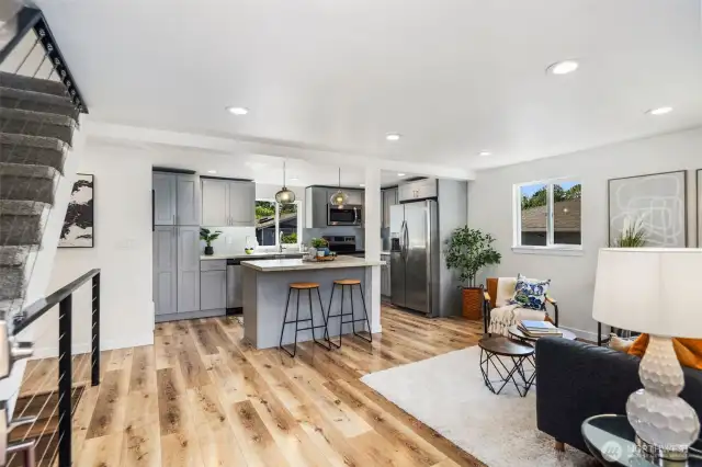 Bright, open living/kitchen area on the main floor.