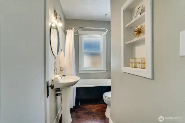Updated bathroom with a stylish freestanding tub