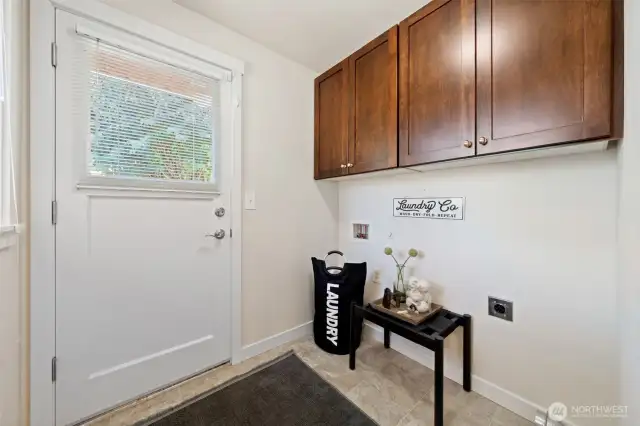 Laundry room with access to the backyard.