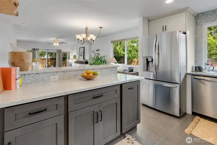 Attention to detail with modern updates and plenty of cabinet and counter space.
