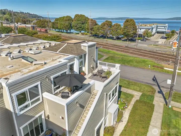 Just look at those incredible views from the deck—complete with its own exterior entrance for added convenience.