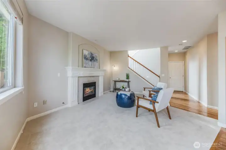 Garage located through door on right.  Let's go upstairs