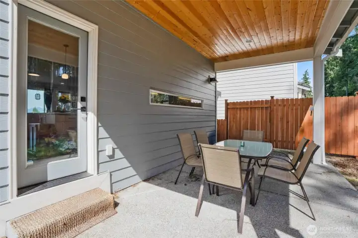 Back patio off of kitchen.