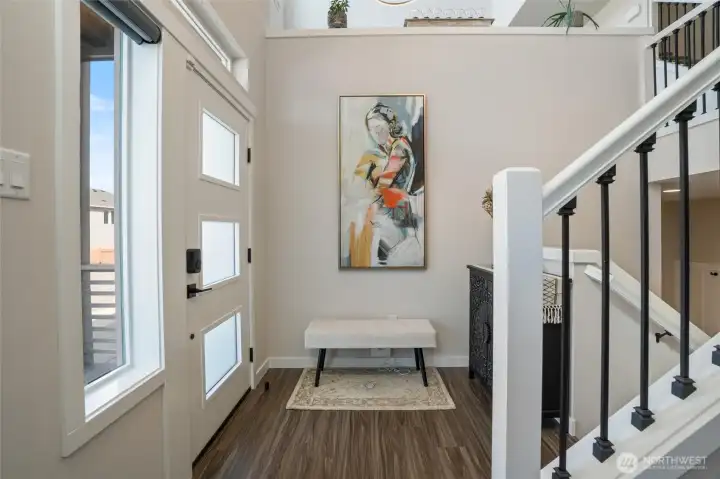 Grand, vaulted ceiling in the entry.