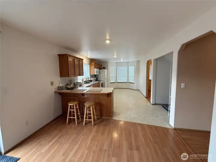 This is a view of the Kitchen from the Family Room.