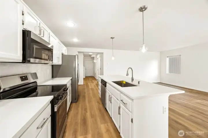 Island with conveniently located dishwasher