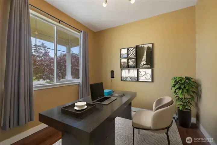 Virtually staged bonus room/office