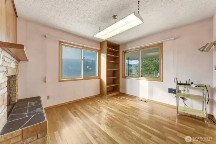 Office/Den with Wood Burning Fireplace