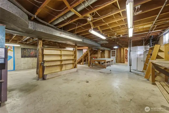 Full, Unfinished Basement with Interior and Exterior Access