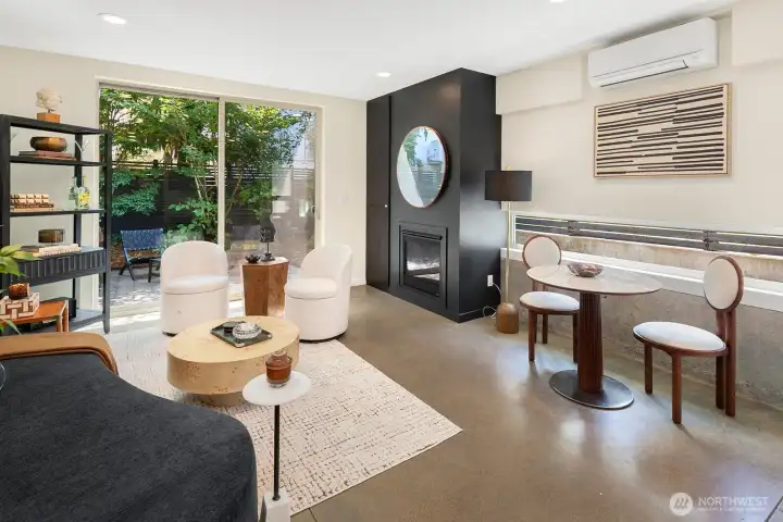 Stay cool in the summer with efficient mini-split air conditioning and cozy up by the gas fireplace when Seattle's rainy season returns.