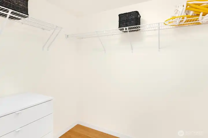 Walk in closet in the primary.