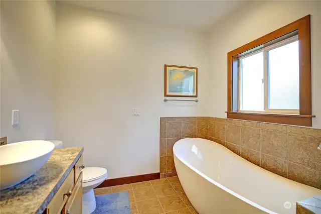 Enjoy the natural light while soaking the tub