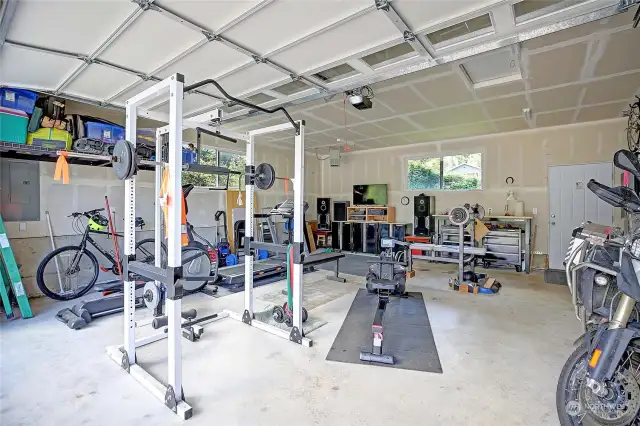 Large two car garage can also be used as a multipurpose room