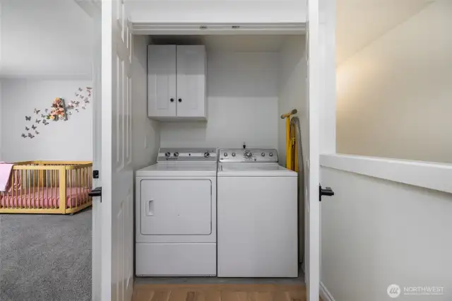convenient upstairs laundry space