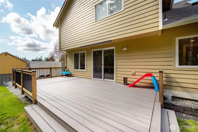 the spacious back deck just off the kitchen.