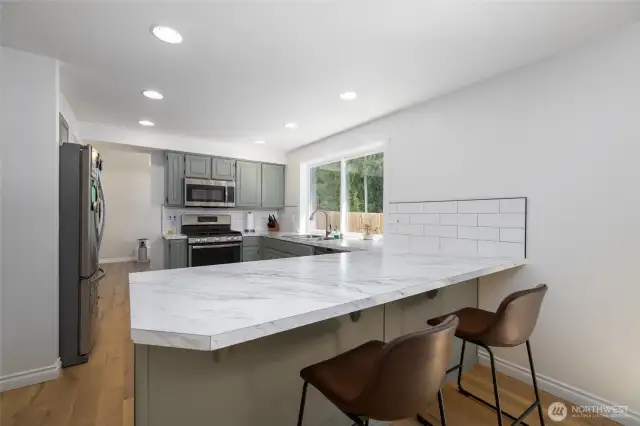 Open kitchen space, recently refreshed.