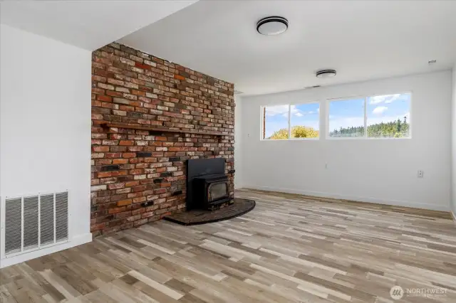 Lower level had another wood burning fireplace.