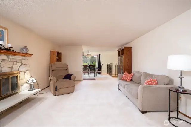 Large formal living room with fireplace
