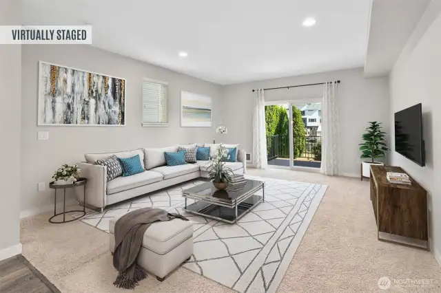 Living room looking to deck/slider - Virtually Staged