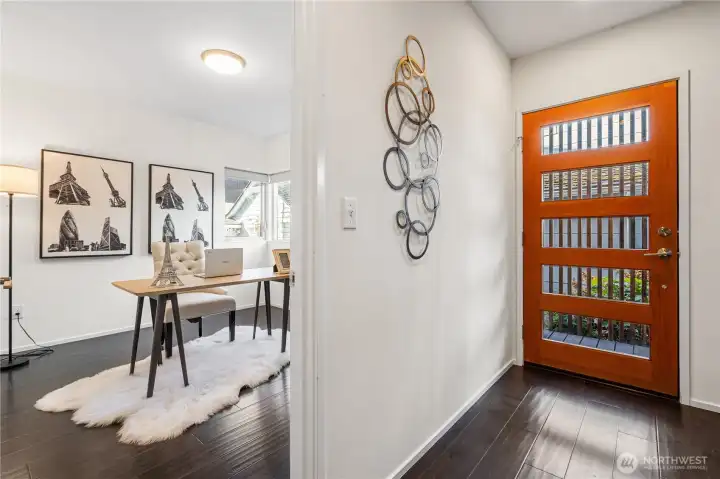Lower level bedroom and entrying door